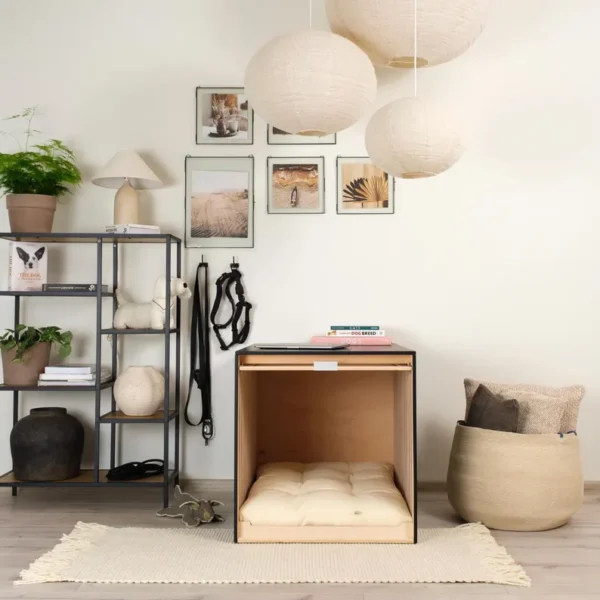 Modern Luxury Dog Crate Condo with lifting door -stylish addition to your living space.