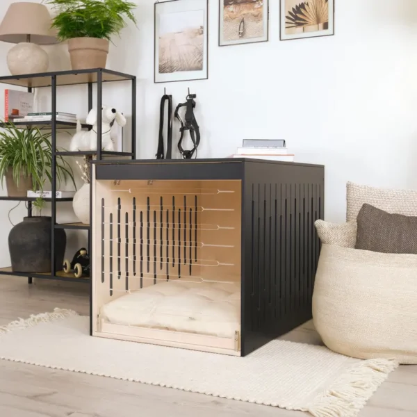 Modern Luxury Dog crate Condo Cane with lifting door - stylish addition to your living space.