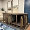 Mid‑Century Modern Dog Crate Cabinet | Solid Wood Dog Kennel | Flip‑Up Door | Furniture‑Style Pet Crate | Handmade