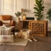 il_794xN.8006050569_5cg5 Mid-Century Dog Crate with Sliding Door – Wooden Pet Furniture, Star Cutout Pattern